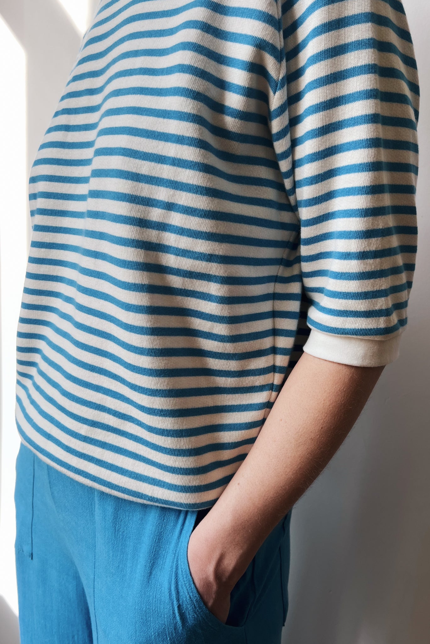 Midsleeve Sweater Cosette - Bright Blue Stripes