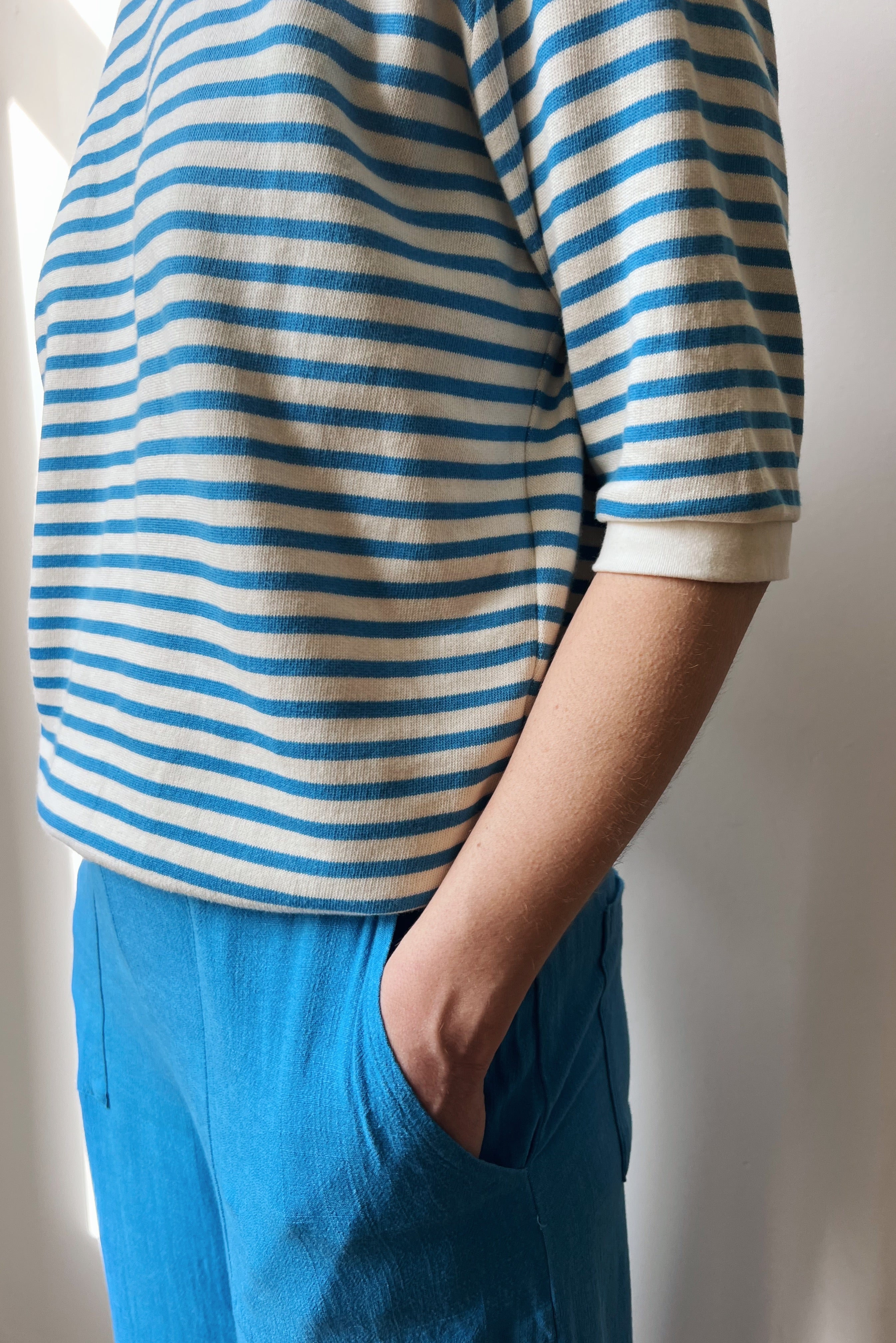 Midsleeve Sweater Cosette - Bright Blue Stripes