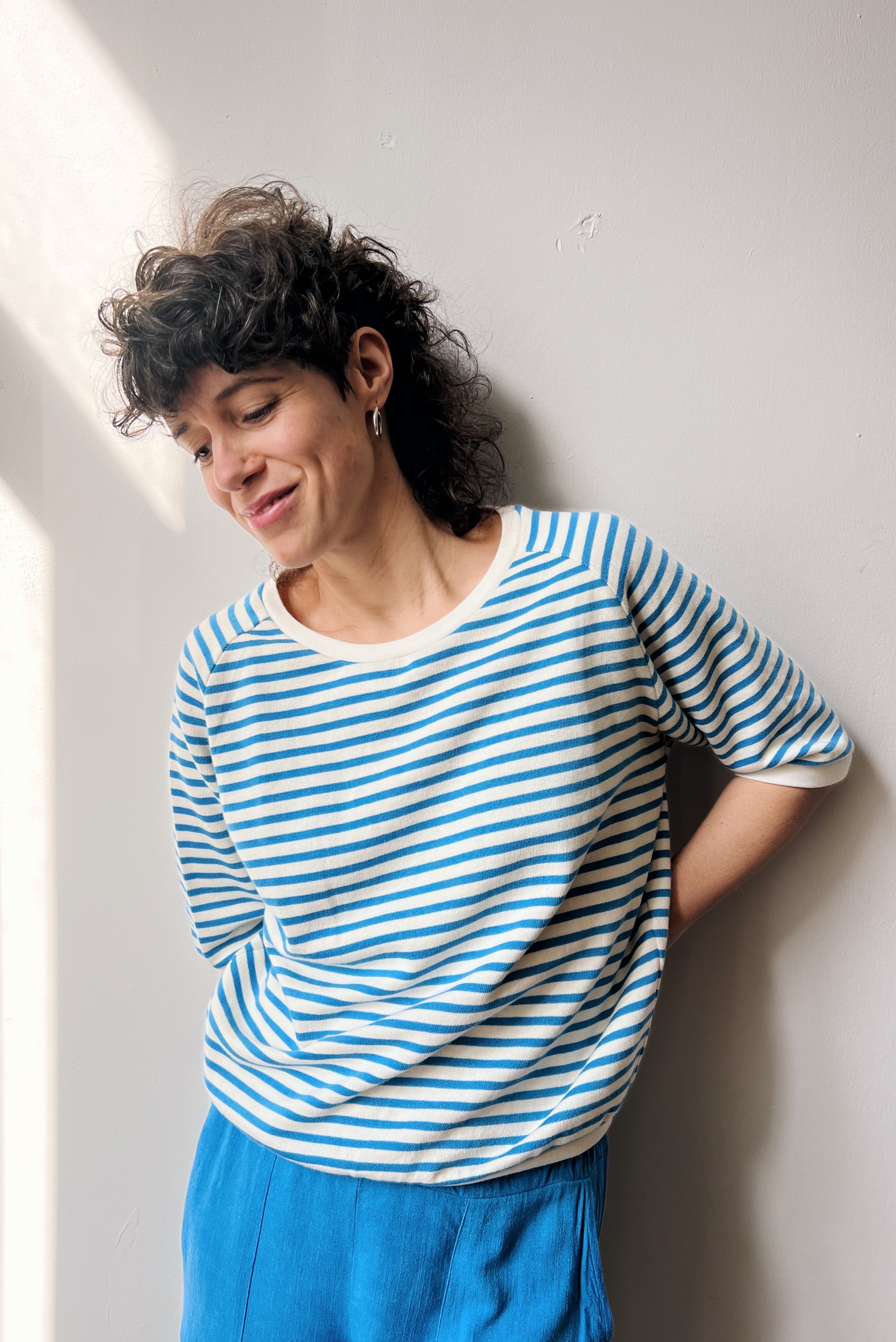 Midsleeve Sweater Cosette - Bright Blue Stripes