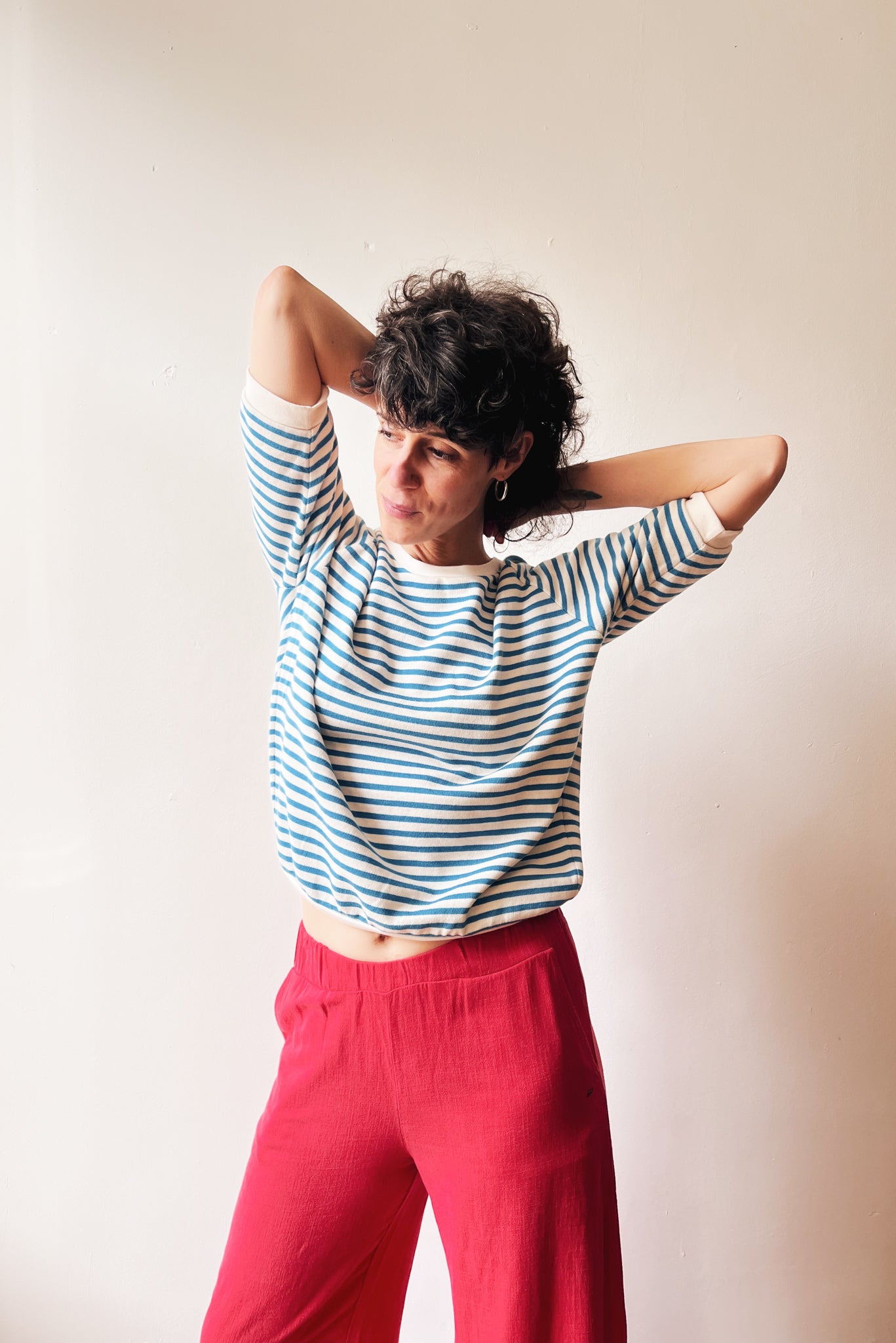 Midsleeve Sweater Cosette - Bright Blue Stripes