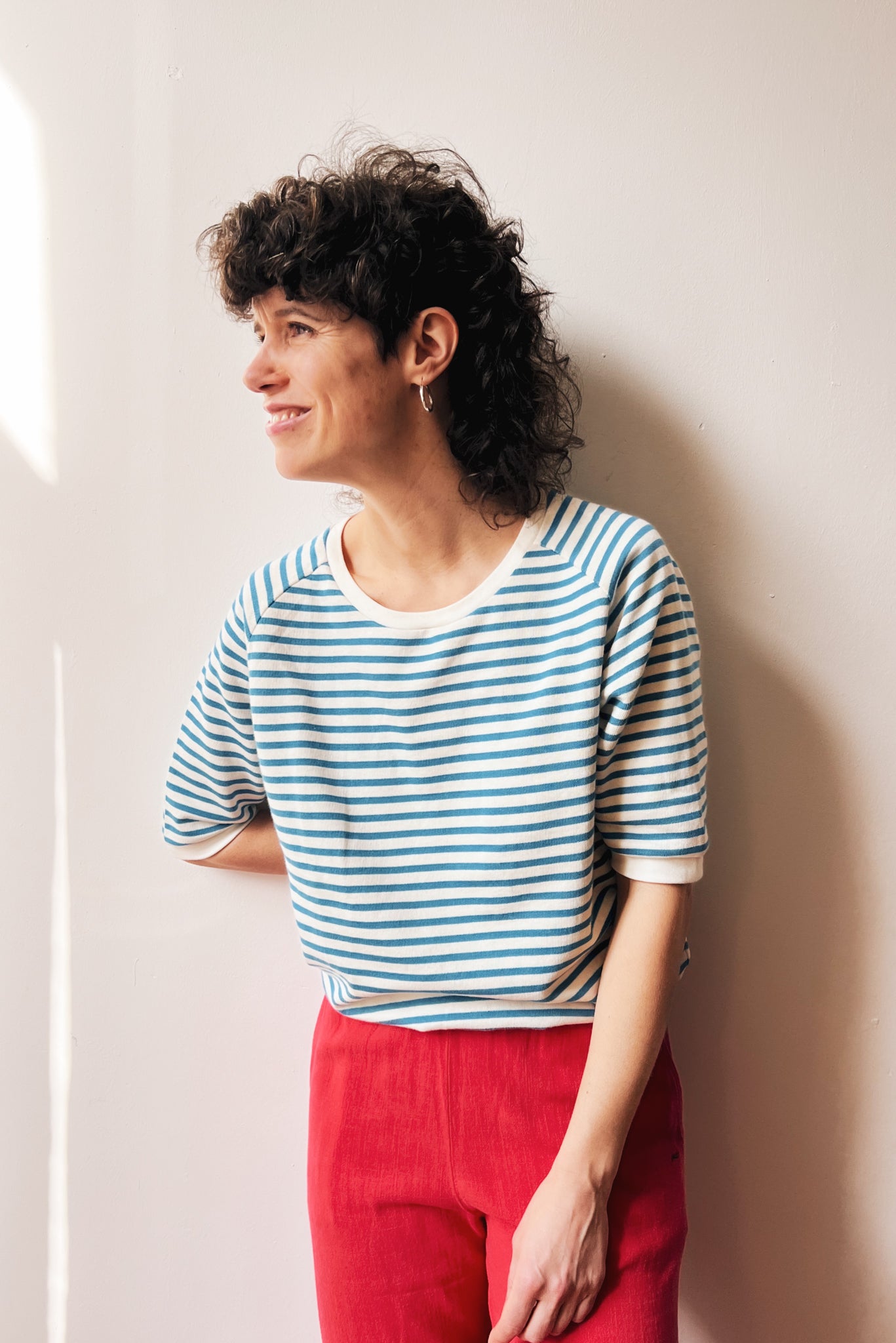 Midsleeve Sweater Cosette - Bright Blue Stripes