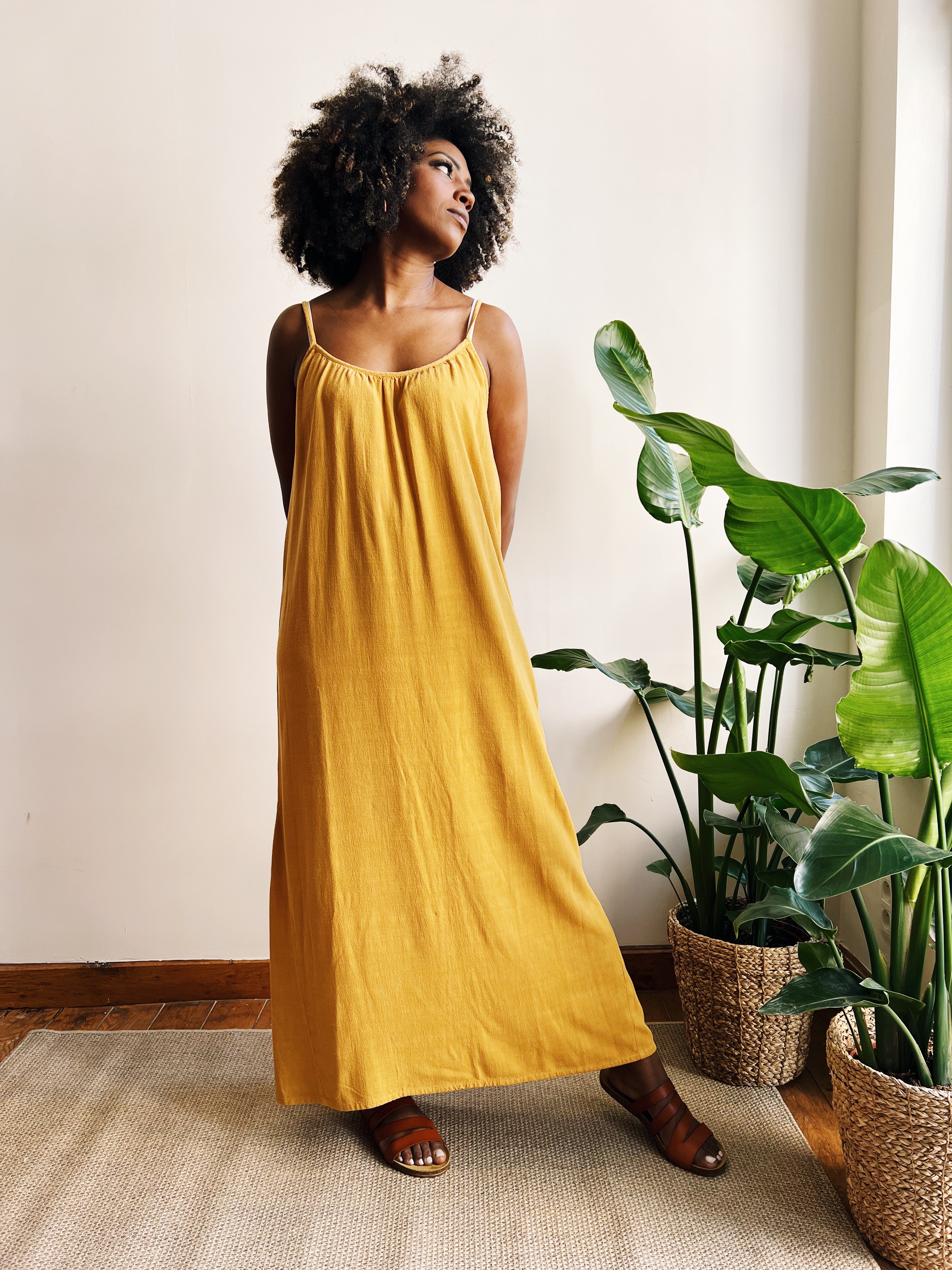 the dão store - Loose summer dress Jin - Ochre - Skirts | Dresses