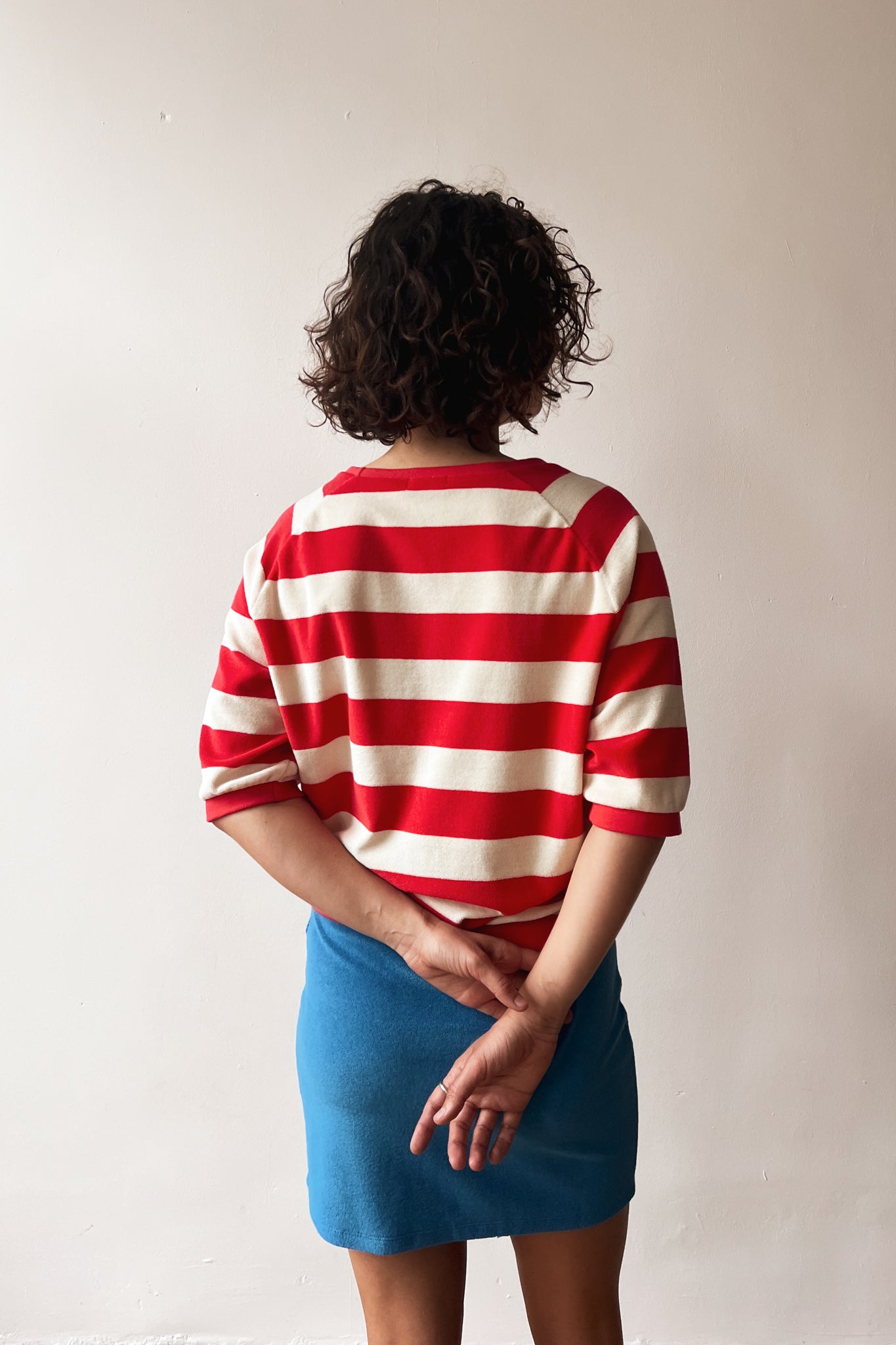 Midsleeve Sweater Cosette - Coral Terry Stripes
