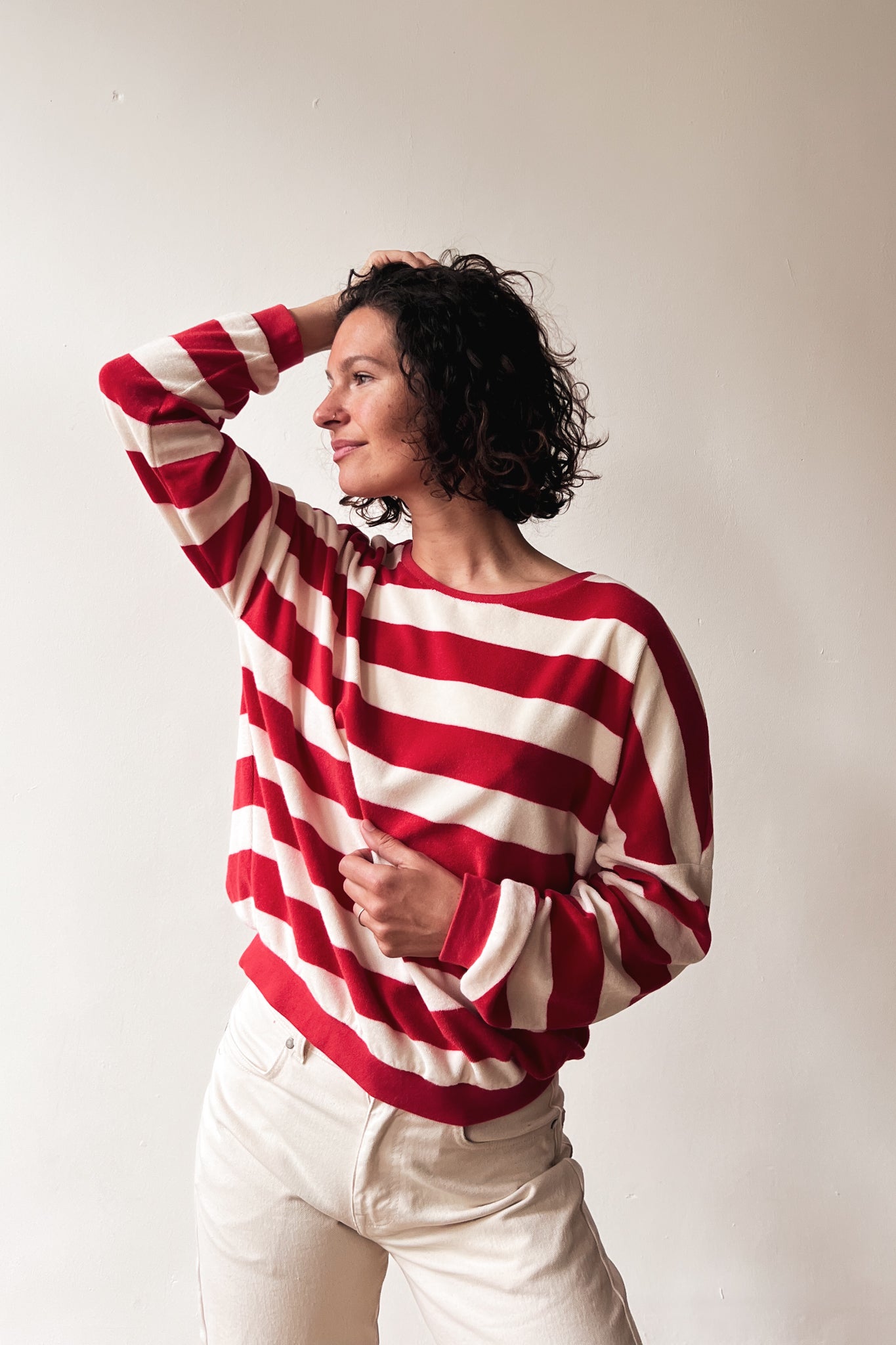 Sweater Isa - Coral Terry Stripes