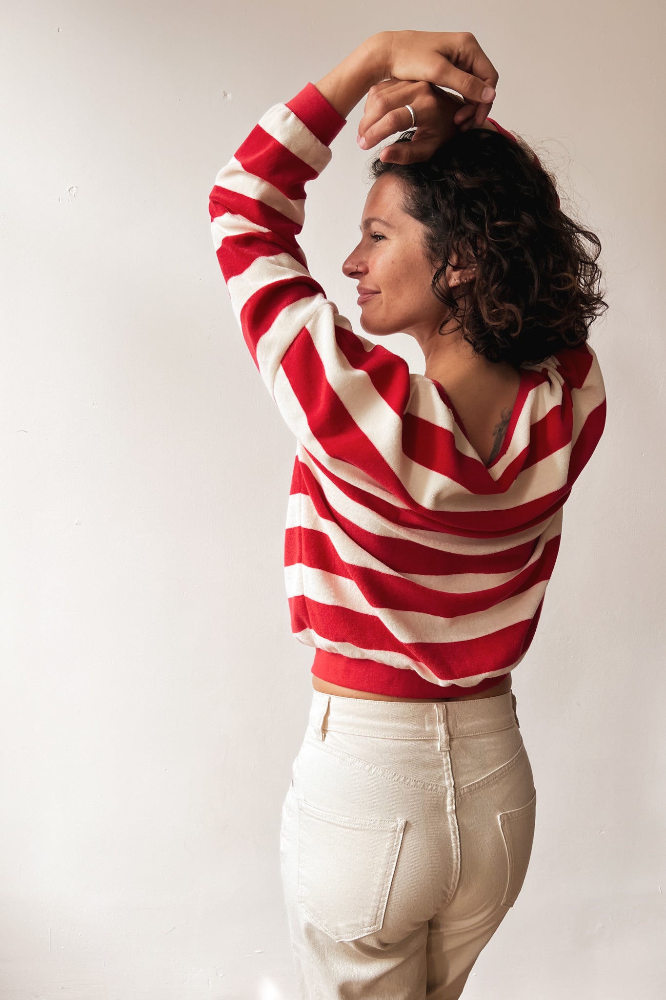 Sweater Isa - Coral Terry Stripes