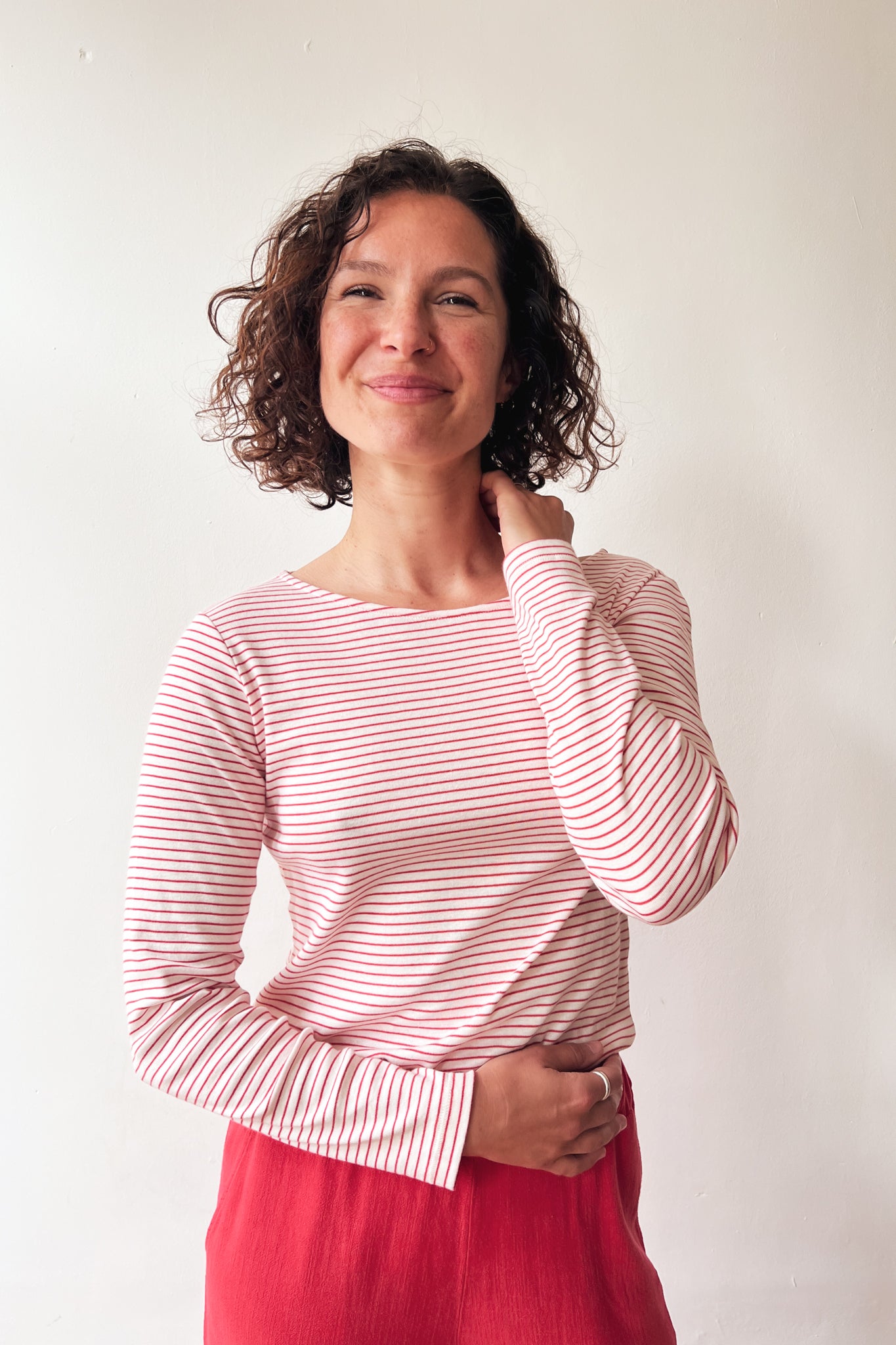 Longsleeve Ida - Coral Stripes