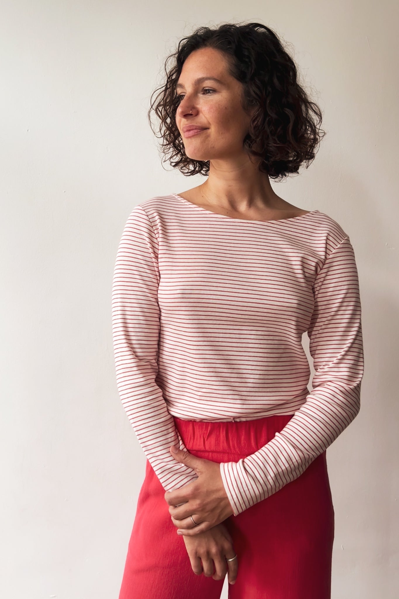 Longsleeve Ida - Coral Stripes