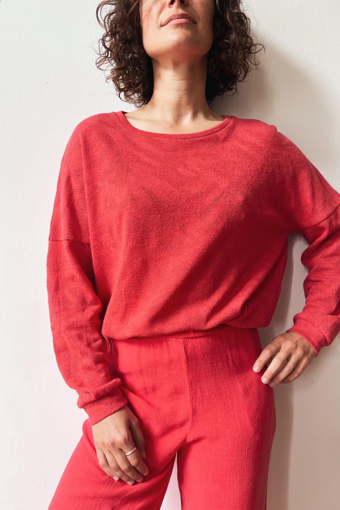 Sweater Isa - Coral Jacquard