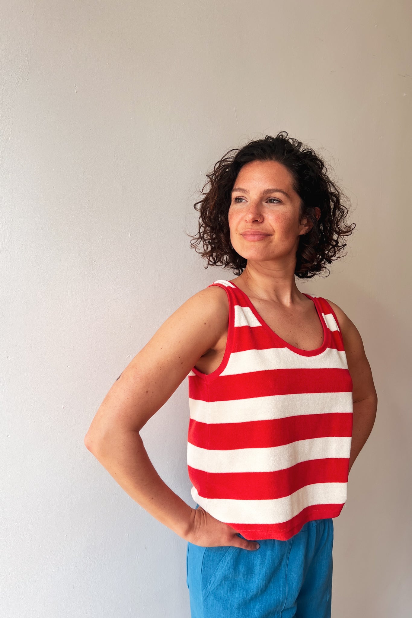 Top Marcela - Coral Terry Stripes